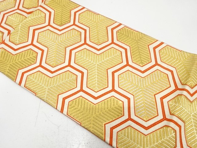 アンティーク　毘沙門亀甲に若松模様織り出し袋帯（材料）